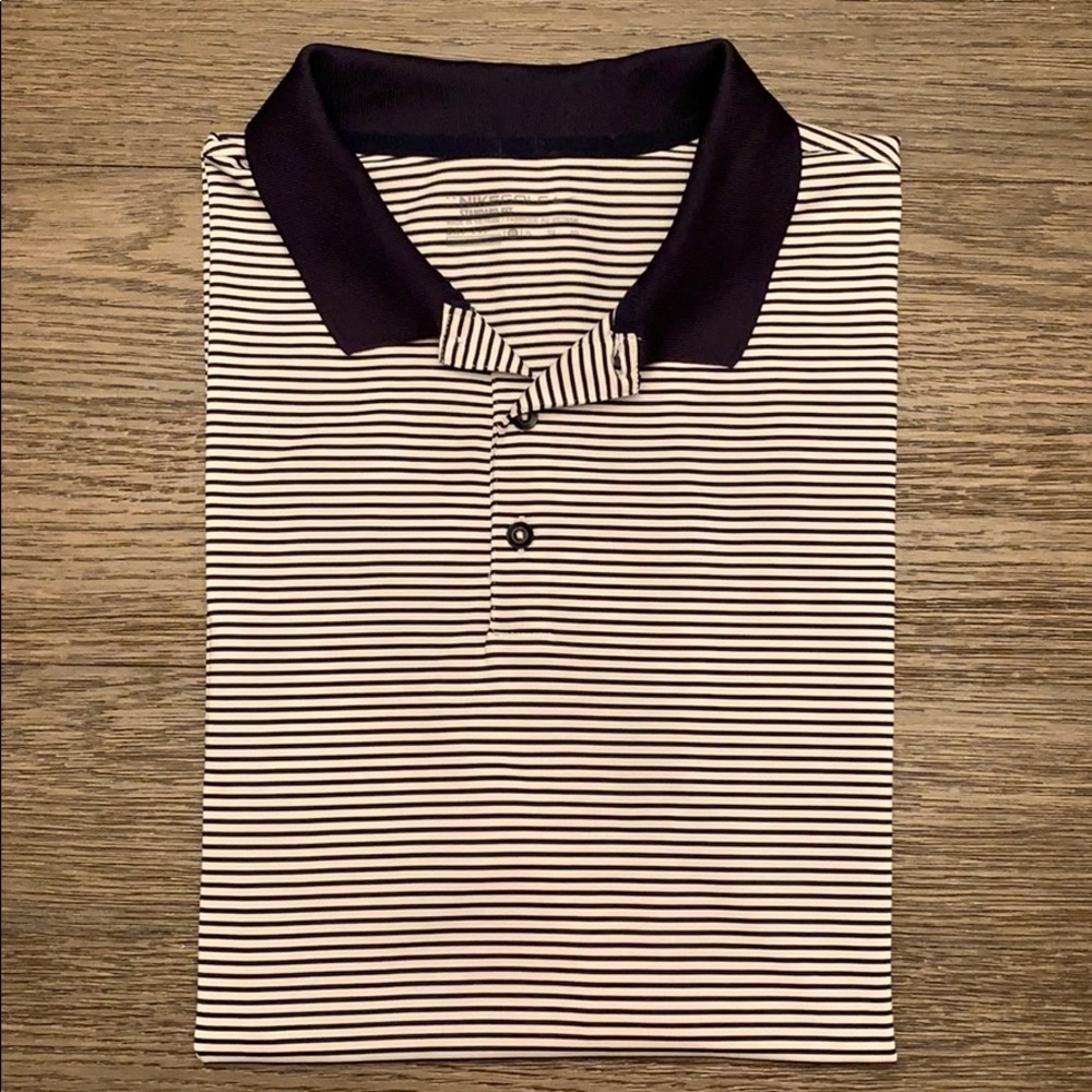 Nike Dri-Fit Golf Shirt Black & White Striped